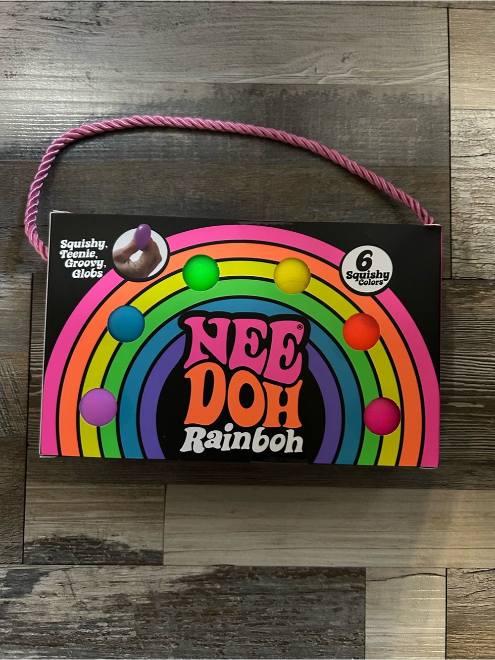 Nee Doh Rainbow Squishy Toy Set - Pink Handle